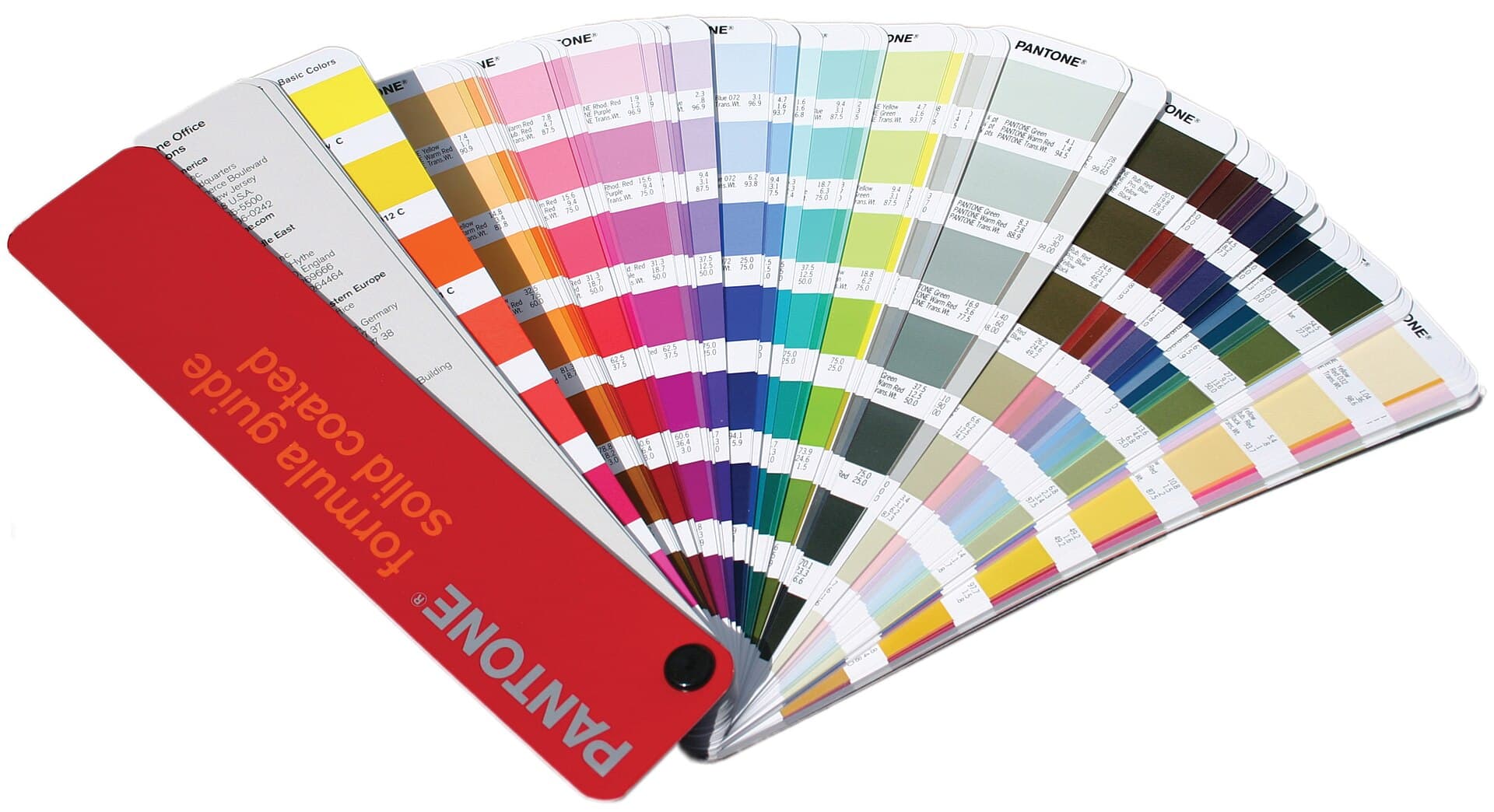 Nuancier Pantone ouvert en éventail
